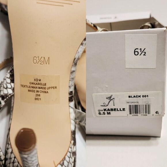 Guess Kabelle Faux Python Ankle Strap Stiletto Heels Black Gray 6.5 - Picture 8 of 10